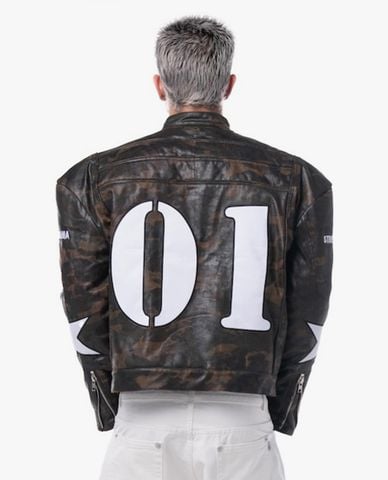  STRESSMAMA - Áo khoác biker unisex phối khóa zip Mamafia 