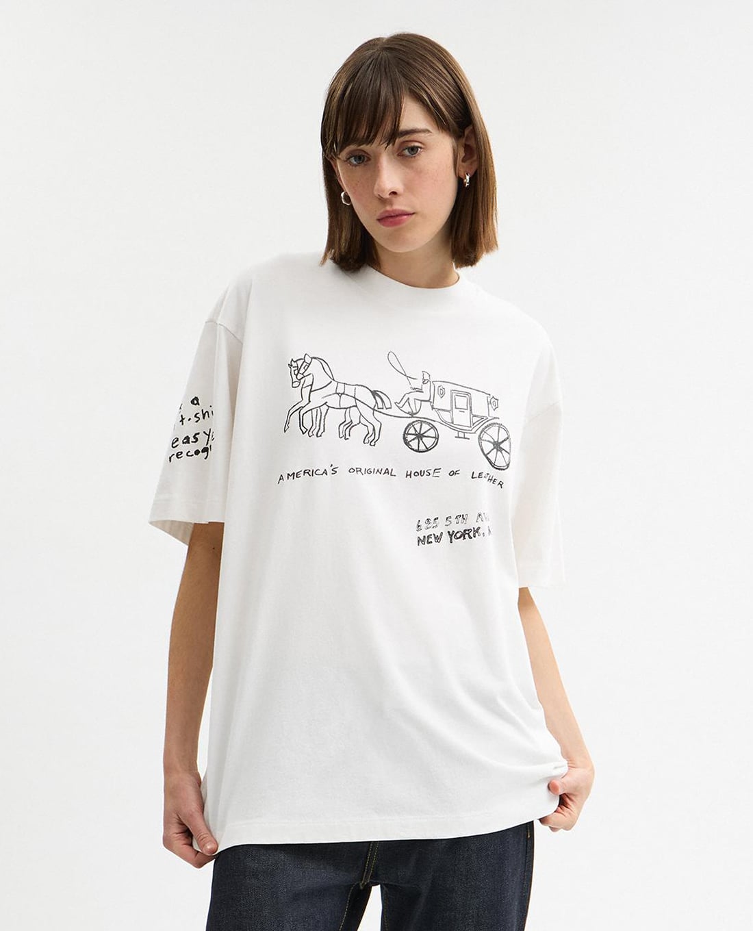 COACH - Áo thun nữ cổ tròn tay ngắn Heritage