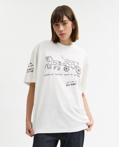  COACH - Áo thun nữ cổ tròn tay ngắn Heritage 