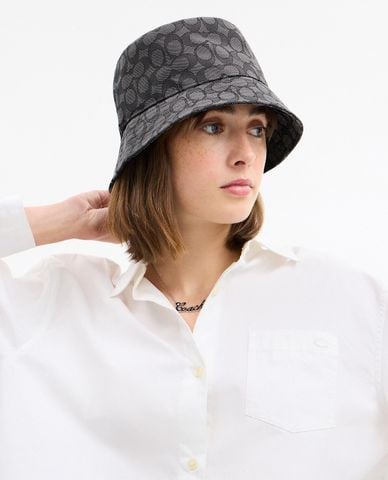  COACH - Nón bucket nữ Signature Jacquard 