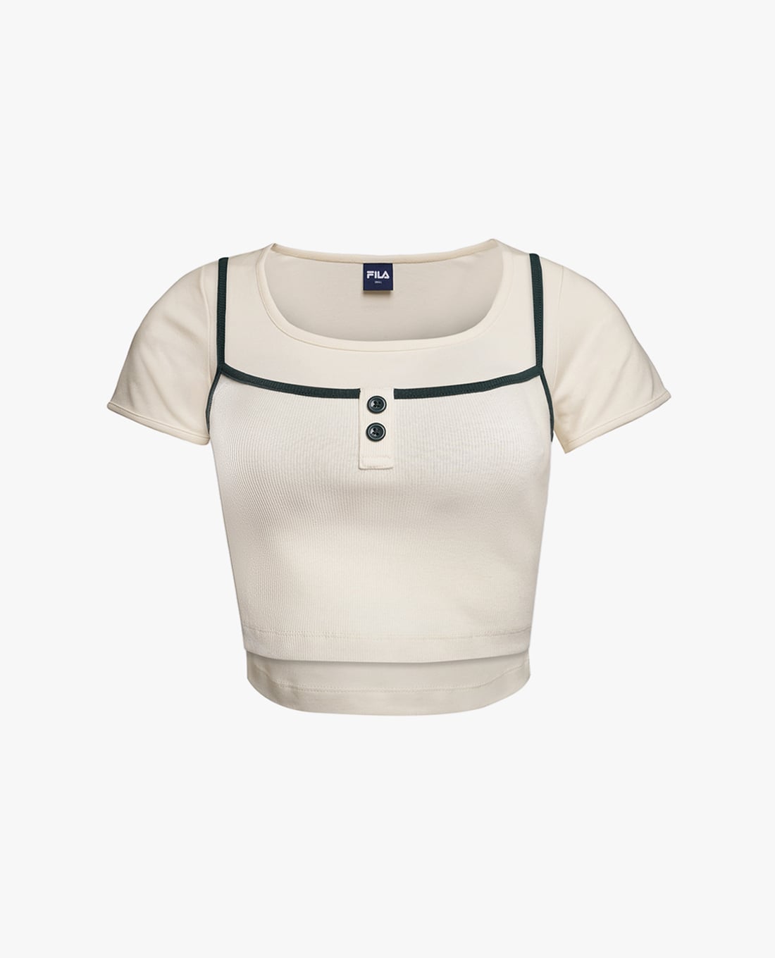 FILA - Áo croptop nữ cổ vuông phối layer Origin Club