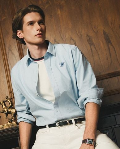  BEVERLY HILLS POLO CLUB - Áo sơ mi nam cổ bẻ tay dài thêu logo 