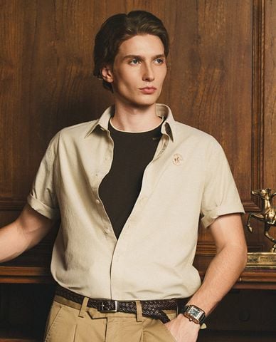  BEVERLY HILLS POLO CLUB - Áo sơ mi nam cổ bẻ tay ngắn thêu logo 
