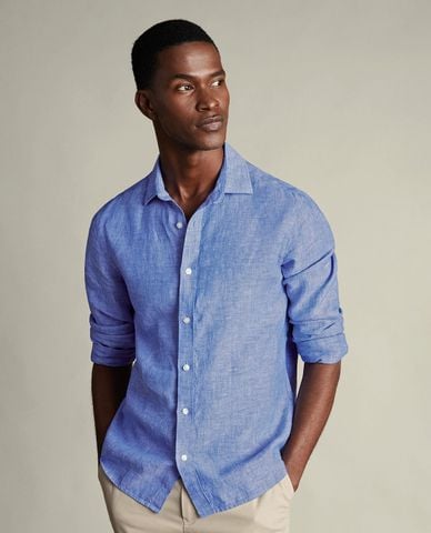  CHARLES TYRWHITT - Áo sơ mi nam cổ bẻ tay dài Pure Linen 