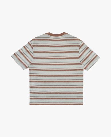  KANGOL - Áo thun unisex cổ tròn tay ngắn kẻ sọc 