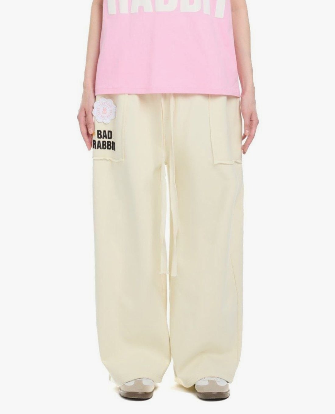 BAD RABBIT CLUB - Quần dài unisex ống rộng lưng thun Bouncy