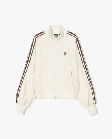  FILA - Áo khoác thể thao nữ dệt kim cổ trụ khóa zip 1911 