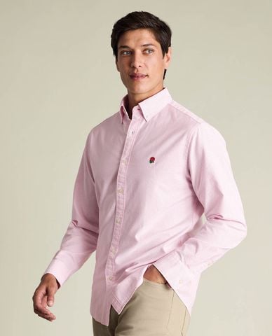  CHARLES TYRWHITT - Áo sơ mi nam tay dài kẻ sọc thêu hoa 