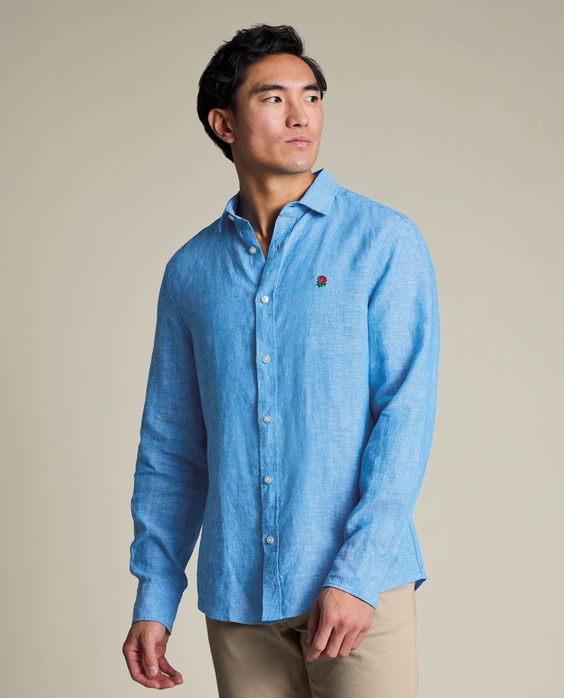 CHARLES TYRWHITT - Áo sơ mi nam cổ bẻ tay dài thêu hoa