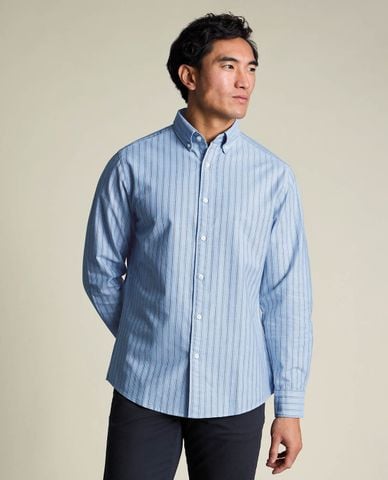  CHARLES TYRWHITT - Áo sơ mi nam cổ bẻ tay dài kẻ sọc Oxford 