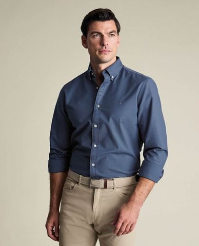  CHARLES TYRWHITT - Áo sơ mi nam cổ bẻ tay dài thêu logo 