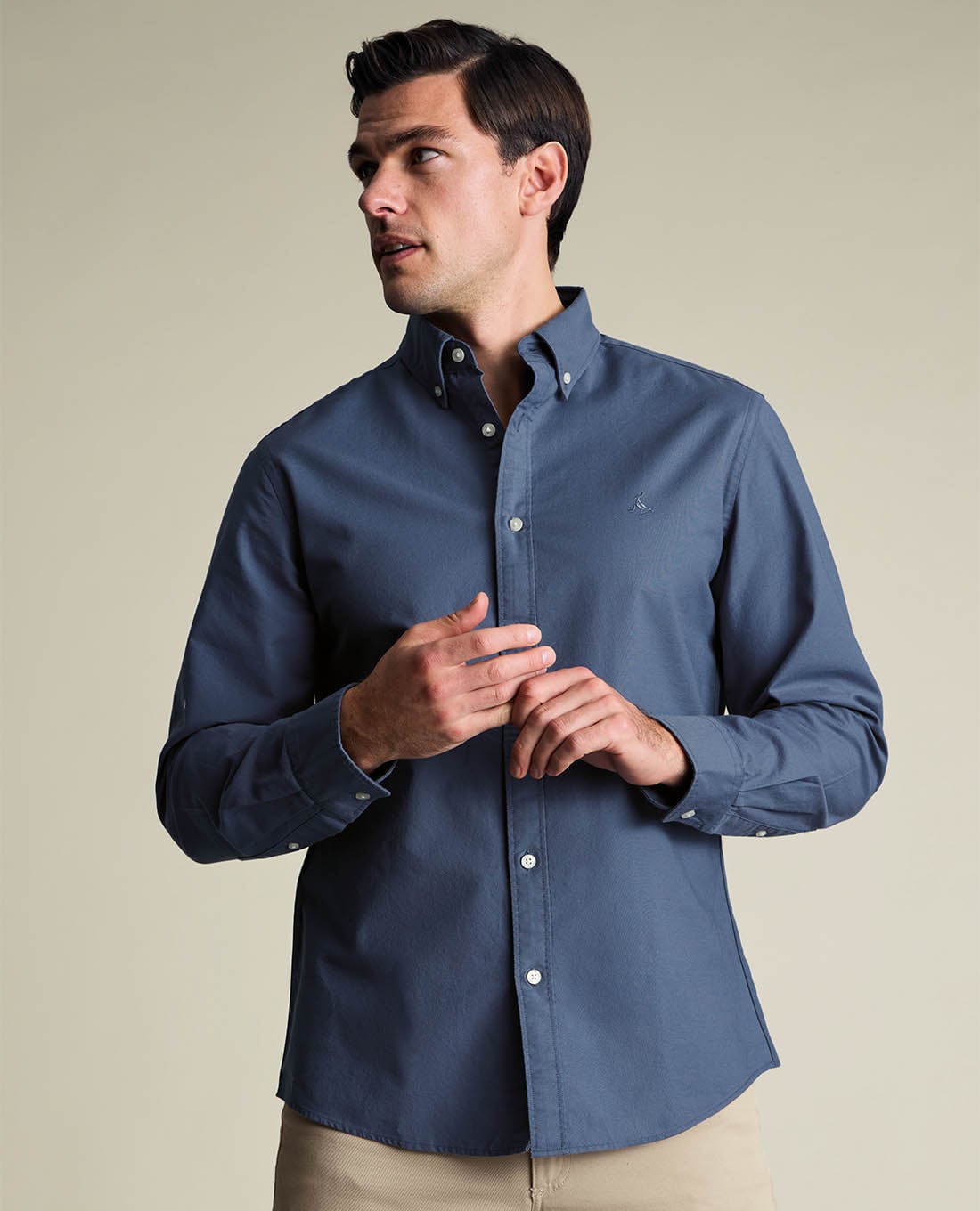 CHARLES TYRWHITT - Áo sơ mi nam cổ bẻ tay dài thêu logo