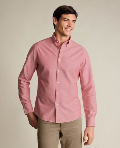  CHARLES TYRWHITT - Áo sơ mi nam cổ bẻ tay dài thêu logo 