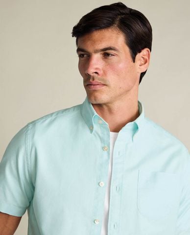  CHARLES TYRWHITT - Áo sơ mi nam cổ bẻ tay ngắn phối túi 