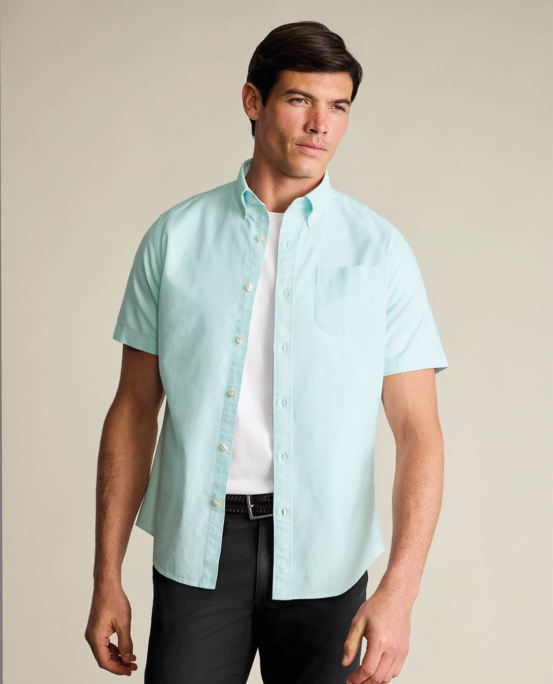 CHARLES TYRWHITT - Áo sơ mi nam cổ bẻ tay ngắn phối túi