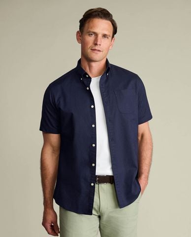  CHARLES TYRWHITT - Áo sơ mi nam cổ bẻ tay ngắn phối túi 