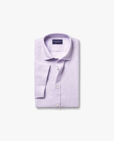 CHARLES TYRWHITT - Áo sơ mi nam cổ bẻ tay ngắn Pure Linen 