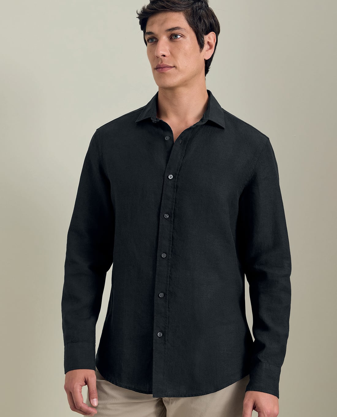 CHARLES TYRWHITT - Áo sơ mi nam cổ bẻ tay dài Pure Linen