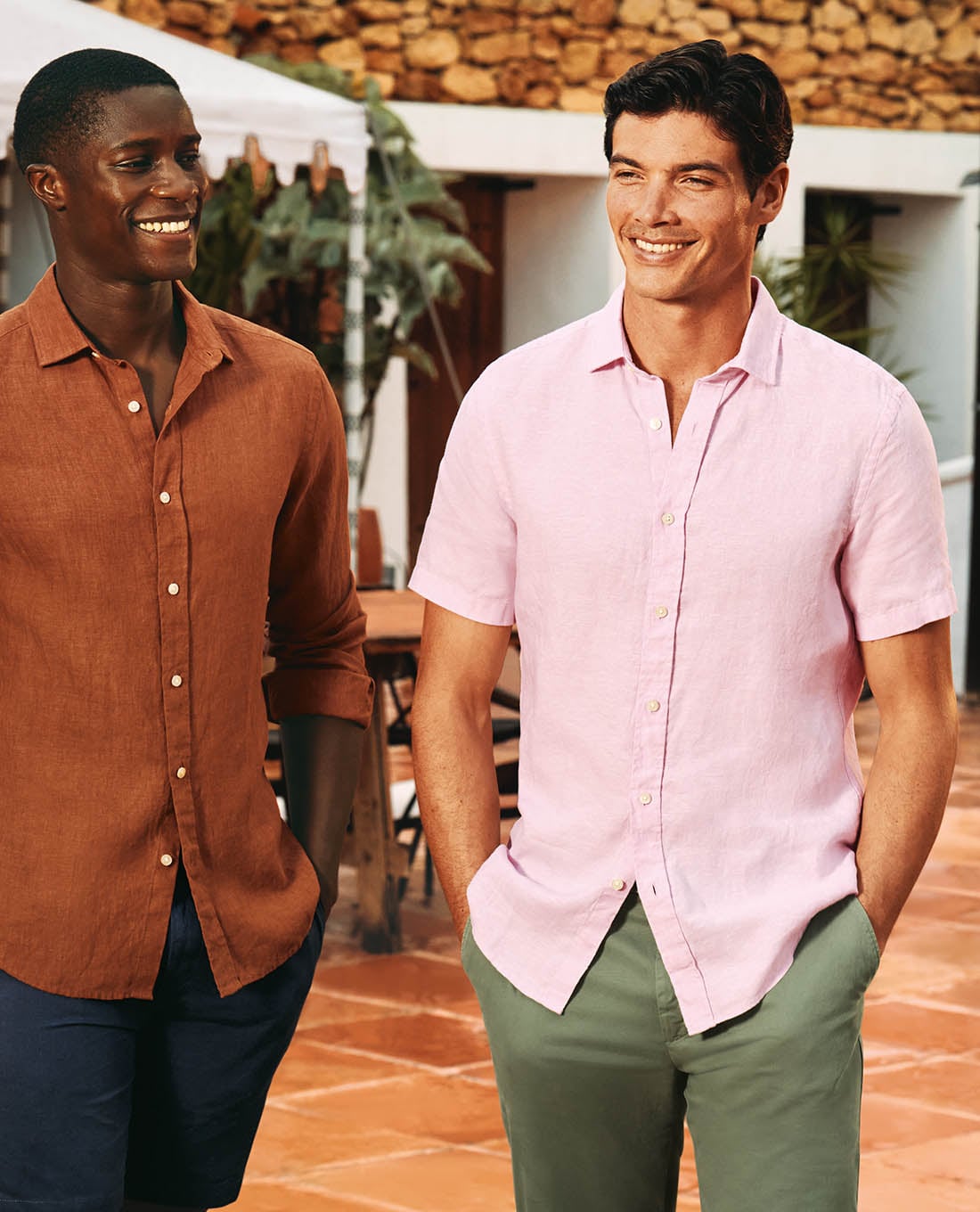 CHARLES TYRWHITT - Áo sơ mi nam cổ bẻ tay ngắn Pure Linen