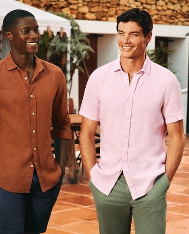  CHARLES TYRWHITT - Áo sơ mi nam cổ bẻ tay ngắn Pure Linen 
