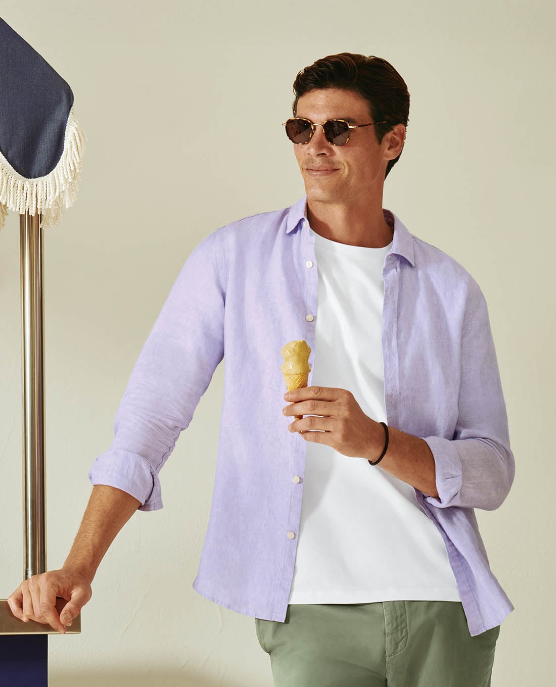 CHARLES TYRWHITT - Áo sơ mi nam cổ bẻ tay dài Pure Linen