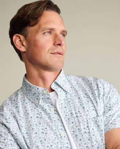  CHARLES TYRWHITT - Áo sơ mi nam cổ bẻ tay ngắn in hoa 