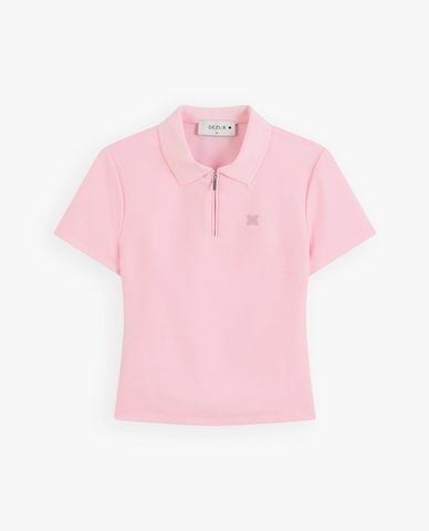  DEZUS - Áo polo nữ tay ngắn phối khóa zip Della 