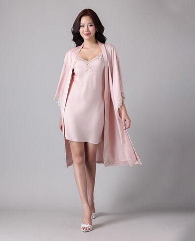  VERA BY CHIPU - Áo khoác kimono nữ satin trơn phối ren 