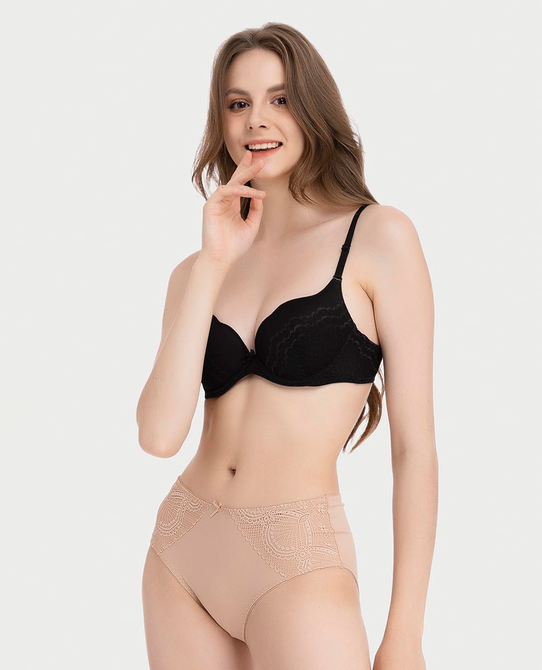 MISAKI - Quần lót nữ lưng cao microfiber phối ren