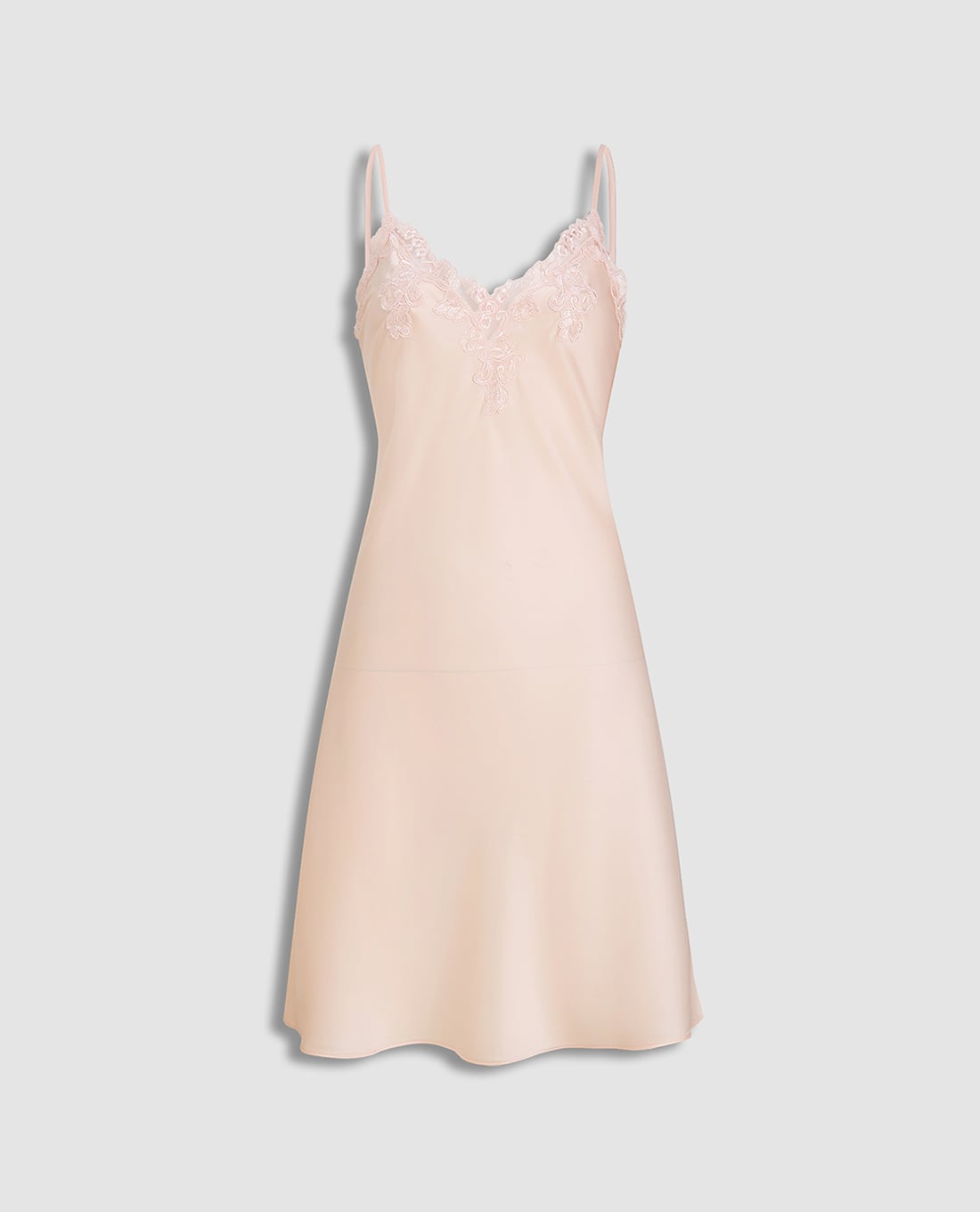 VERA - Đầm ngắn nữ mặc nhà hai dây phối ren satin trơn