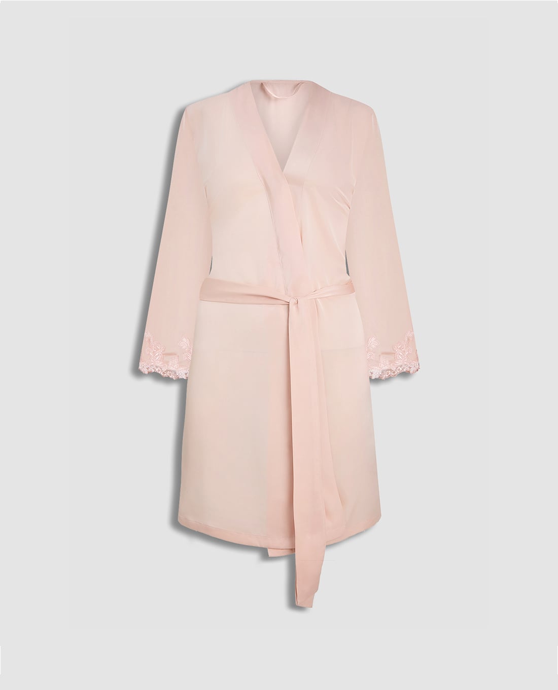 VERA - Áo khoác kimono nữ satin trơn phối ren