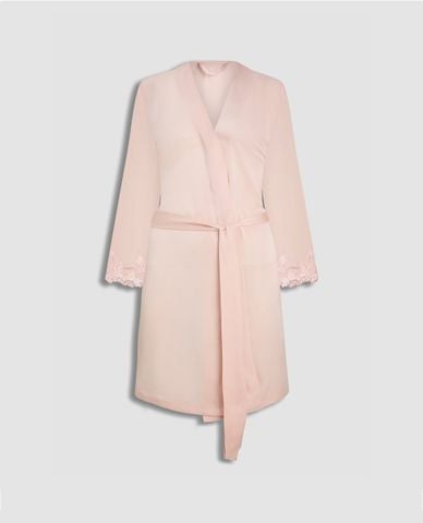  VERA - Áo khoác kimono nữ satin trơn phối ren 