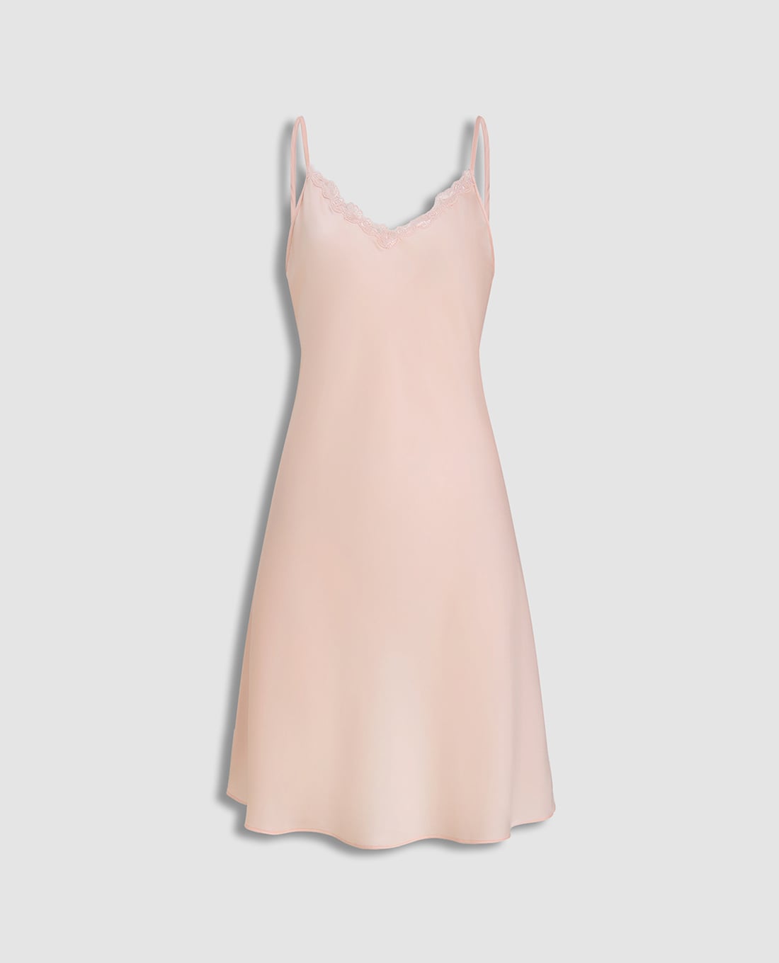 VERA - Đầm ngắn nữ mặc nhà hai dây phối ren satin trơn