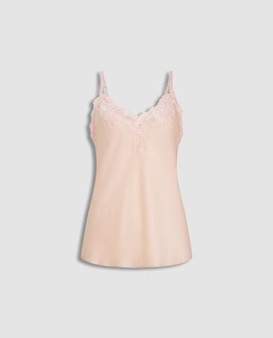  VERA - Bộ quần áo nữ ngắn mặc nhà hai dây phối ren satin trơn 