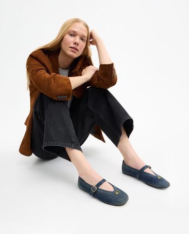  COACH - Giày búp bê nữ đế bệt Mary Jane In Loved Denim 