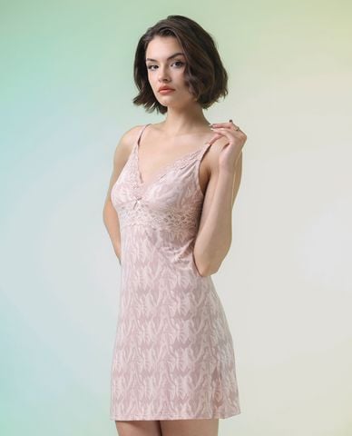  VERA - Đầm hai dây mini mặc nhà phối ren 