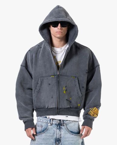  STRESSMAMA - Áo khoác phối mũ unisex khóa zip Core V2 