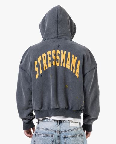  STRESSMAMA - Áo khoác phối mũ unisex khóa zip Core V2 