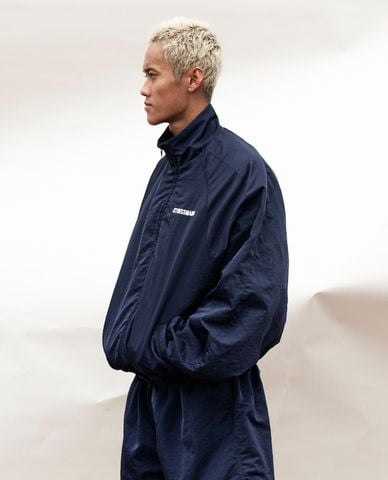  STRESSMAMA - Áo khoác gió unisex cổ trụ thêu logo Coach 