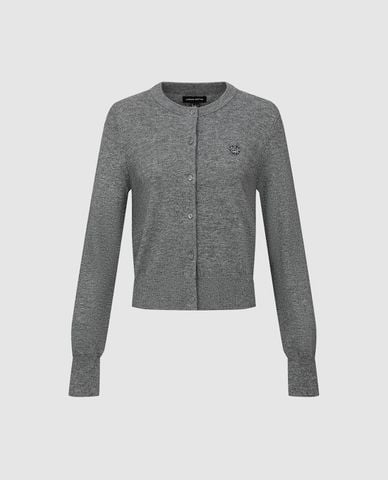  URBAN REVIVO - Áo khoác cardigan nữ cổ tròn tay dài phom ôm 