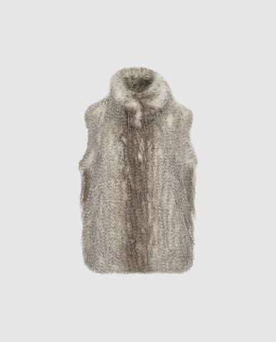  URBAN REVIVO - Áo khoác lông nữ cổ cao sát nách 