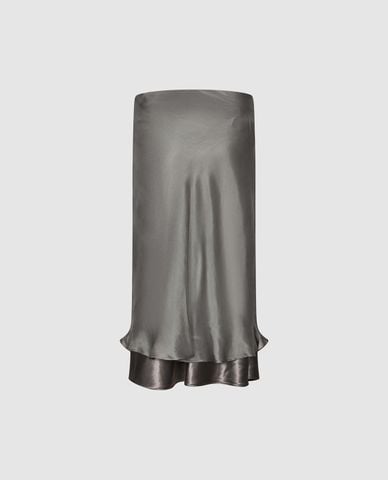  URBAN REVIVO - Chân váy phom suông midi viền lượn sóng 