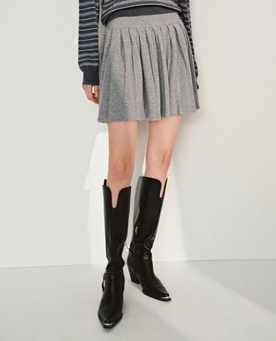  URBAN REVIVO - Chân váy dệt kim mini xếp li 