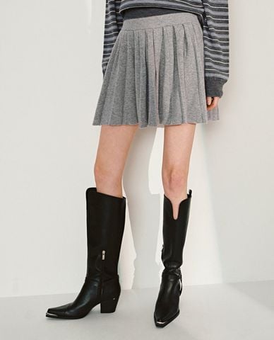  URBAN REVIVO - Chân váy dệt kim mini xếp li 