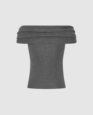  URBAN REVIVO - Áo trễ vai nữ phom ôm thời trang 