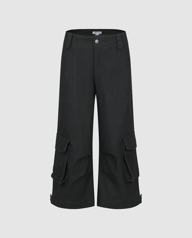  URBAN REVIVO - Quần nữ ống rộng phối túi hộp 