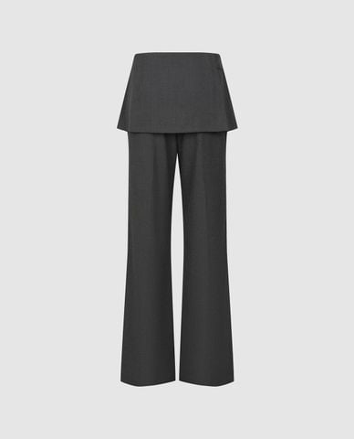  URBAN REVIVO - Quần nữ ống rộng phối váy ngắn layer 