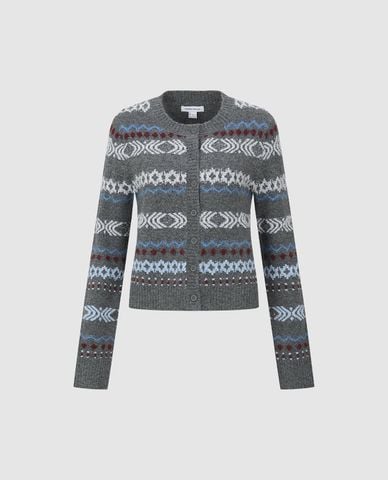  URBAN REVIVO - Áo khoác cardigan nữ cổ tròn phom ôm 