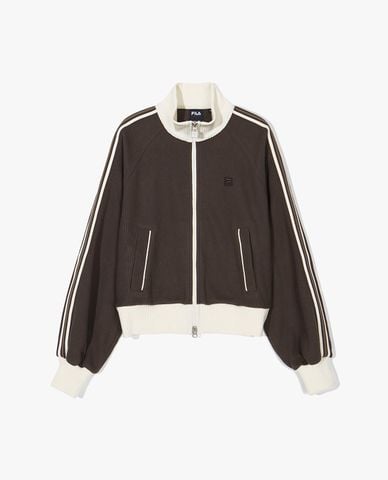  FILA - Áo khoác thể thao nữ dệt kim cổ trụ khóa zip 1911 