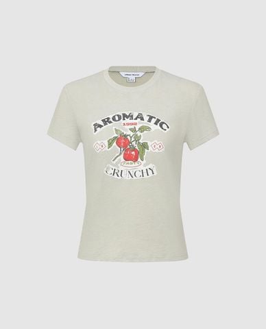  URBAN REVIVO - Áo thun nữ cổ tròn tay ngắn in họa tiết 